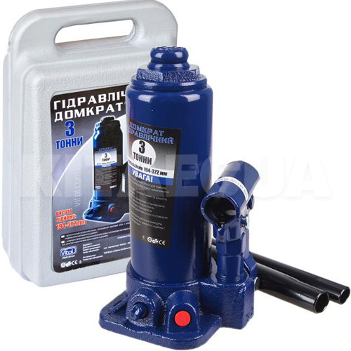 Домкрат гідравлічний пляшковий до 3т (194мм-372мм) у кейсі VITOL (ДБ-03006К)