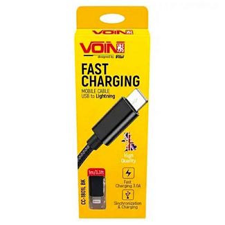 Кабель USB - Lightning 3А 1м черный VOIN
