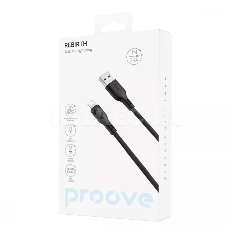 Кабель USB Lightning 2.4A 1м Rebirth білий PROOVE (557670003) - 2