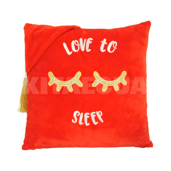 Подушка в машину декоративная "Love to sleep" красная Tigres (ПД-0367)