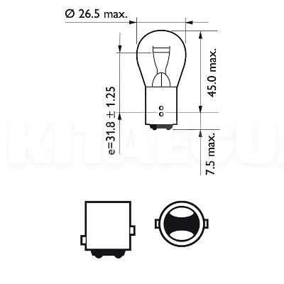 Лампа розжарювання 12V PR21/5W Vision PHILIPS (PS 12495 CP) - 2