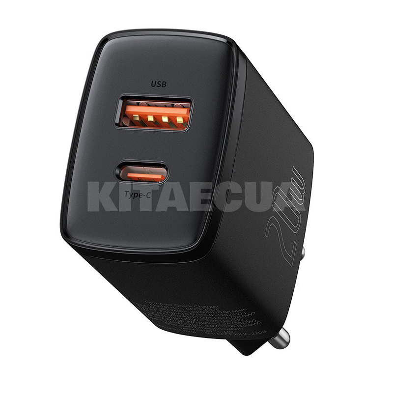 Зарядний пристрій Compact Quick Charger Black U+C 20W EU BASEUS (CCXJ-B01)