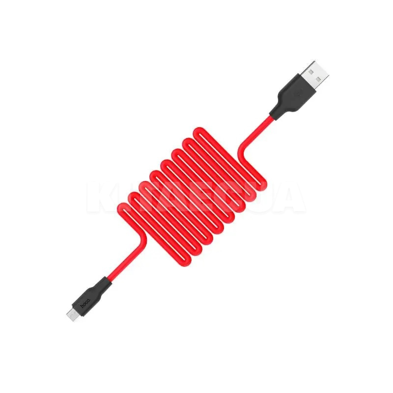 Кабель USB microUSB 2A X21 1м чорний/червоний HOCO (6957531071396)