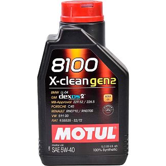 Масло моторное синтетическое 1л 5W-40 8100 X-CLEAN GEN2 MOTUL