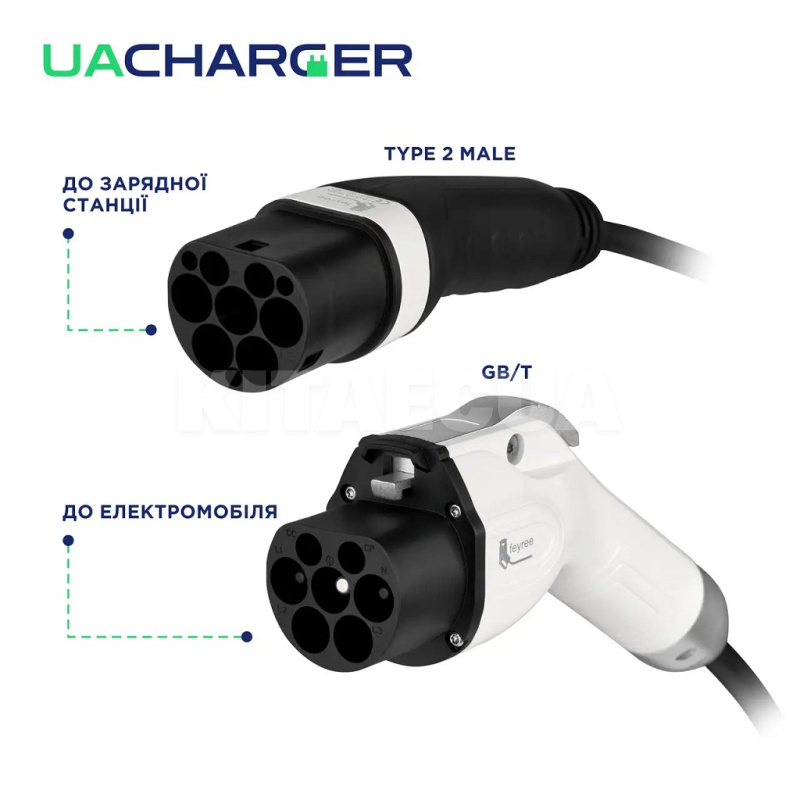 Зарядний кабель для електромобіля 7.4 кВт 32А 1-фаза 5м TYPE 2 (станція) - GB/T AC (китайське авто) UACHARGER (A-C-CB-2-3) - 3