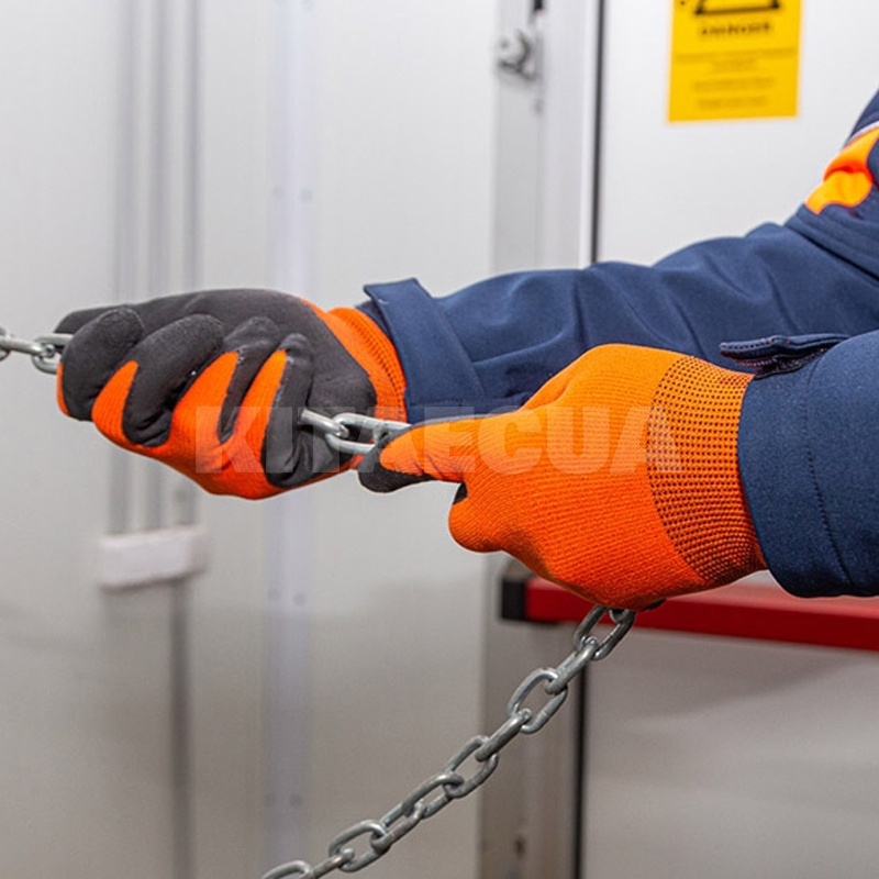 Перчатки рабочие антискользящие трикотажные с латексным покрытием оранжеевые XL Extragrab DOLONI (4196) - 3