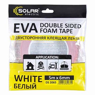 Двостороння клейка стрічка 5 м х 8 мм біла Solar