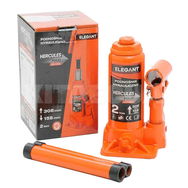 Домкрат гидравлический бутылочный до 2т (158мм-308мм) пластиковый кейс EL 330 002/1 ELEGANT (107551) - 2