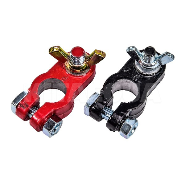 Клеммы аккумуляторные (-/+) свинцовые болт с барашком (комплект) Дорожня карта (DK-TL114)