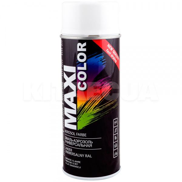 Краска-эмаль белая 400мл универсальная декоративная MAXI COLOR (MX9003)