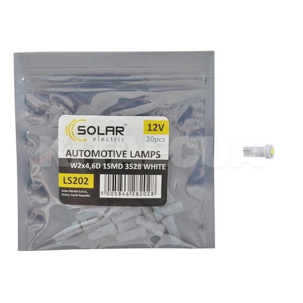 LED лампа для авто W2.0x4.6d 12-24V (комплект) 20шт. Solar (LS202_P)