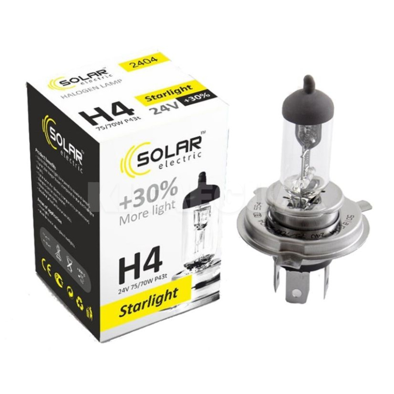 Галогенная лампа H4 75/70W 24V Starlight +30% Solar (2404)