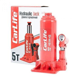 Домкрат гидравлический бутылочный 5т (195мм-380мм) CARLIFE