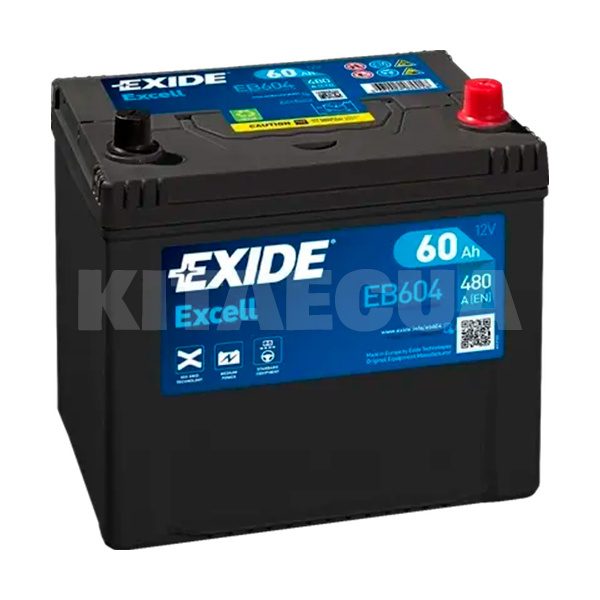 Акумулятор автомобільний 60Ач 480А "+" праворуч EXIDE (EB604)
