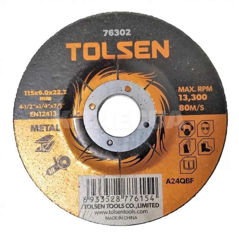 Диск шліфувальний 115/22.2/6 мм абразивний TOLSEN (76302-TOLSEN)
