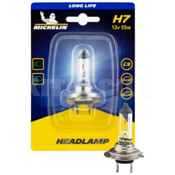 Галогенная лампа H7 55w 12v Long Life +130% Michelin (W32293)