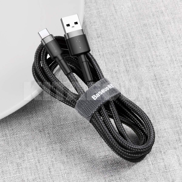 Кабель USB Type-C Cafule 3А 1м сірий/чорний BASEUS (CATKLF-BG1) - 3