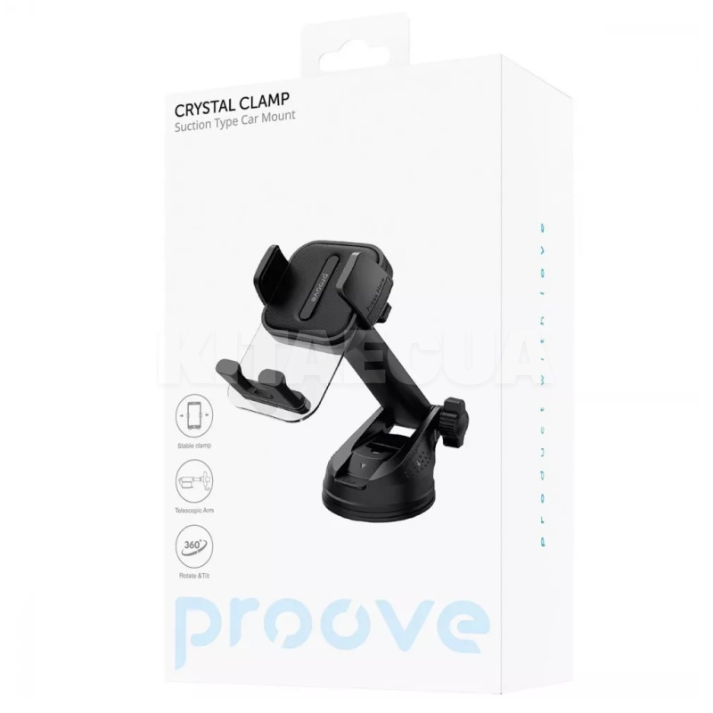 Автомобільний тримач на торпеду Crystal Clamp Suction Type Car Mount PROOVE (492310001) - 5