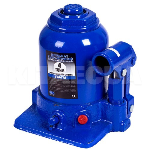 Домкрат гідравлічний пляшковий до 4т (160-390мм) 2 поршня VITOL (ДБ-40002Ц) - 3