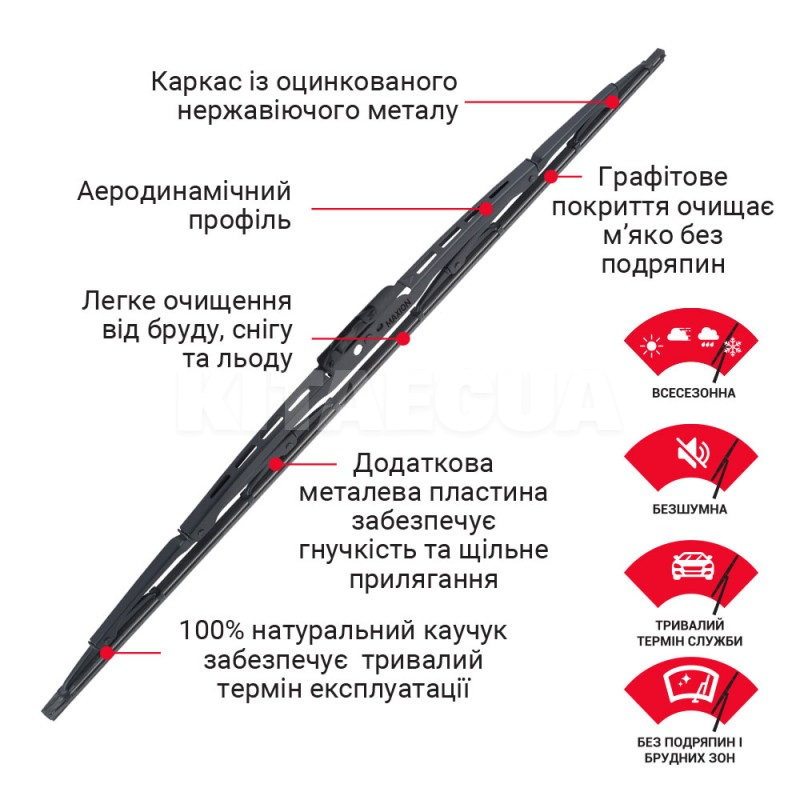 Щітка склоочисника (двірник) 400 мм каркасна EXPERT MAXION (MXWP-Expert-16-400) - 4