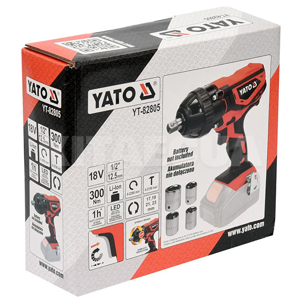 Гайковерт ударний акумуляторний 300 Нм YATO (YT-82805) - 3