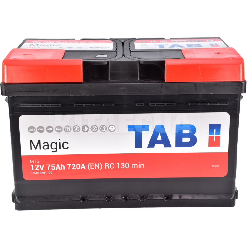 Аккумулятор автомобильный 75Ач 720А "+" справа TAB (TAB MAGIC 75)
