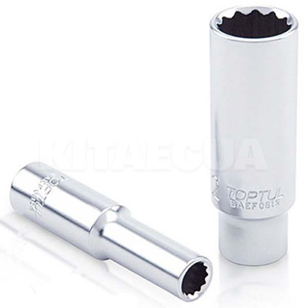 Головка торцевая 12-гранная удлиненная 11 мм 1/4" 50 мм TOPTUL (BAEF0811)