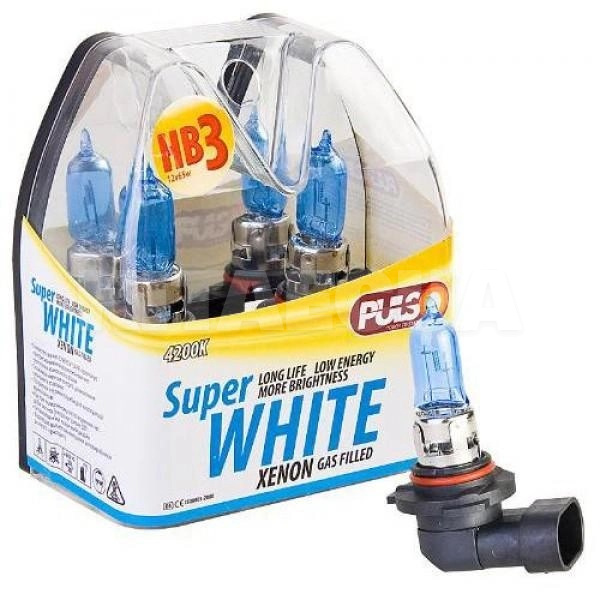 Галогенна лампа HB3 65W 12V super white комплект PULSO (LP-95651)