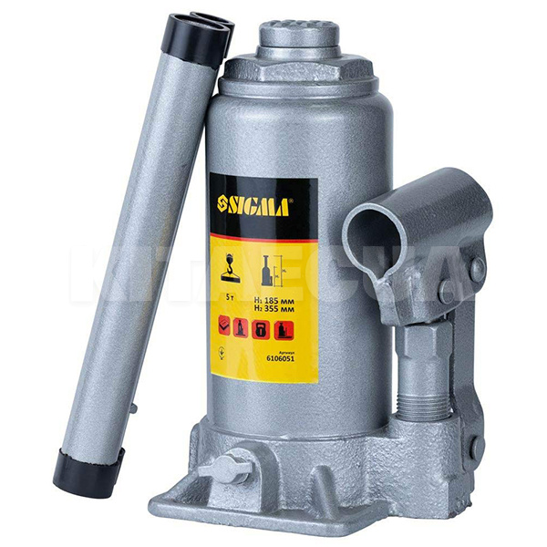 Домкрат гідравлічний пляшковий до 5т (185мм-355мм) STANDARD SIGMA (6106051)
