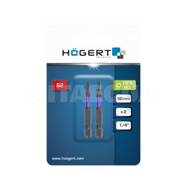 Біта ударна H3 1/4" 50 мм 2 шт HOGERT (HT1S175) - 2