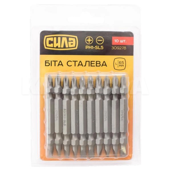 Біта двостороння PH1xSL5x65 мм 10шт. СИЛА (309278) - 2