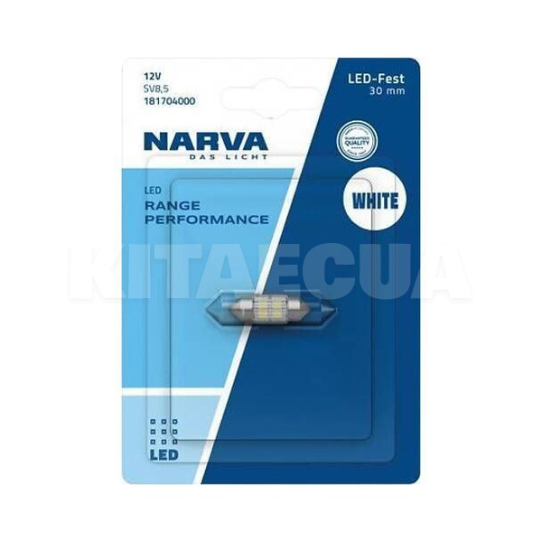 LED лампа для авто Range Performance Festoon SV8.5 0.8W 6000K 30мм NARVA (18170B1) - 2