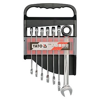 Набор ключей рожково-накидных CrV (10-19мм) 7 предметов с трещеткой YATO
