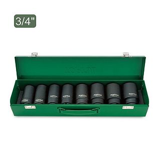 Набор головок ударных длинных 26-38мм 3/4" 8 предметов TOPTUL