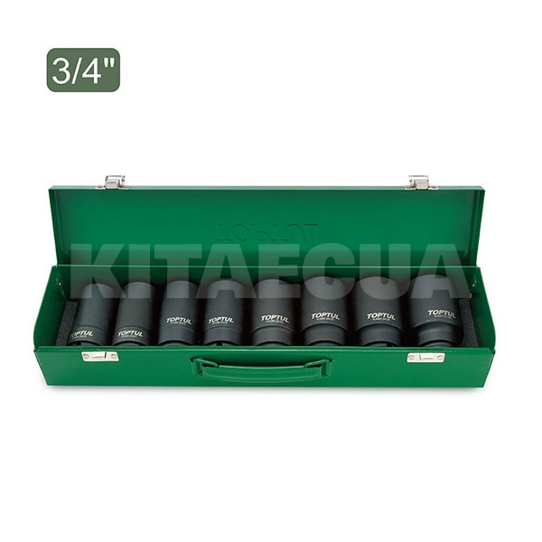 Набор головок ударных длинных 26-38мм 3/4" 8 предметов TOPTUL (GDAD0802)
