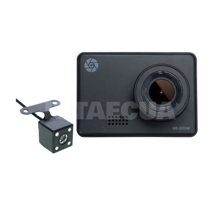 Відеореєстратор з дисплеєм (З камерою заднього виду) Globex (GE-203W DualCam)