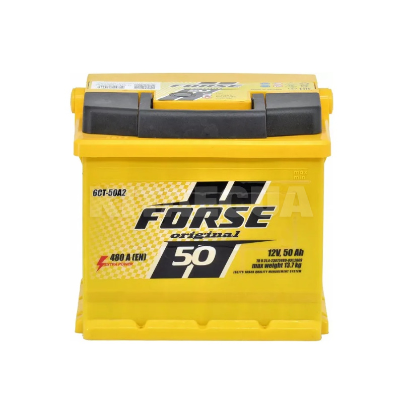 Аккумулятор автомобильный 50Ач 480А "+" справа FORSE (6036)