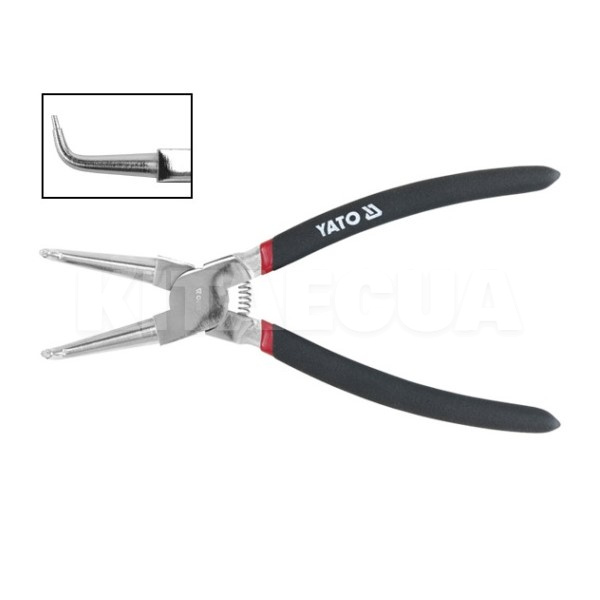 Щипці для зняття/установки стопорних кілець вигнуті на стиск 150 мм YATO (YT-2143)