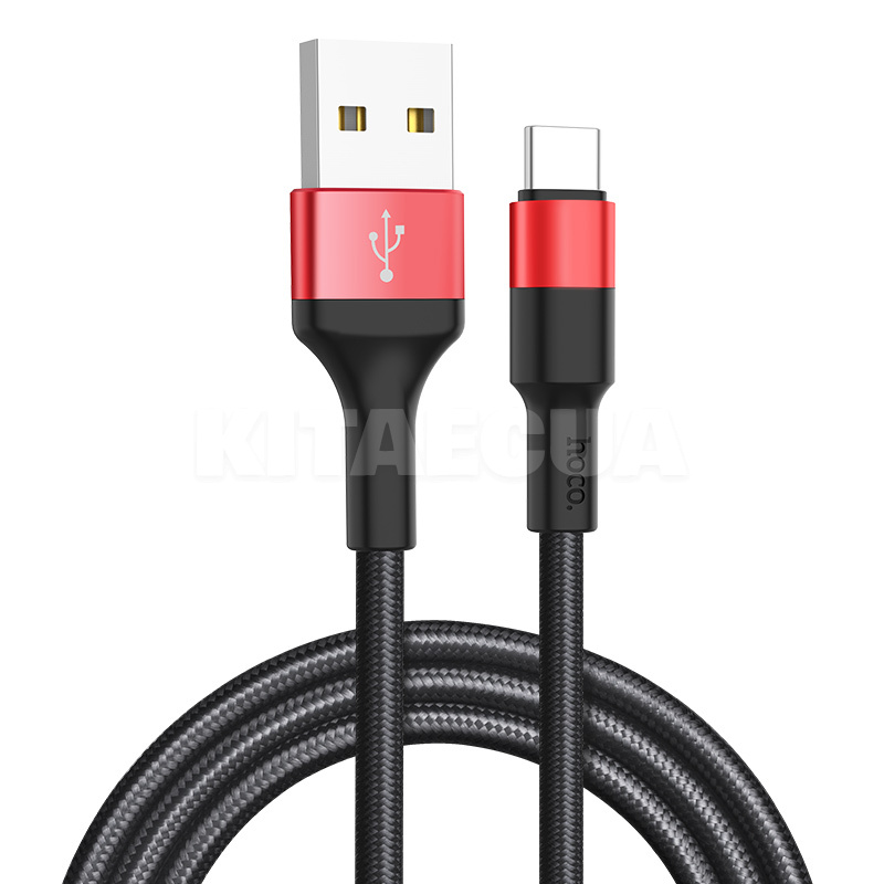 Кабель USB Type-C 2A 18W X26 1м чорний/червоний HOCO (6957531080251)