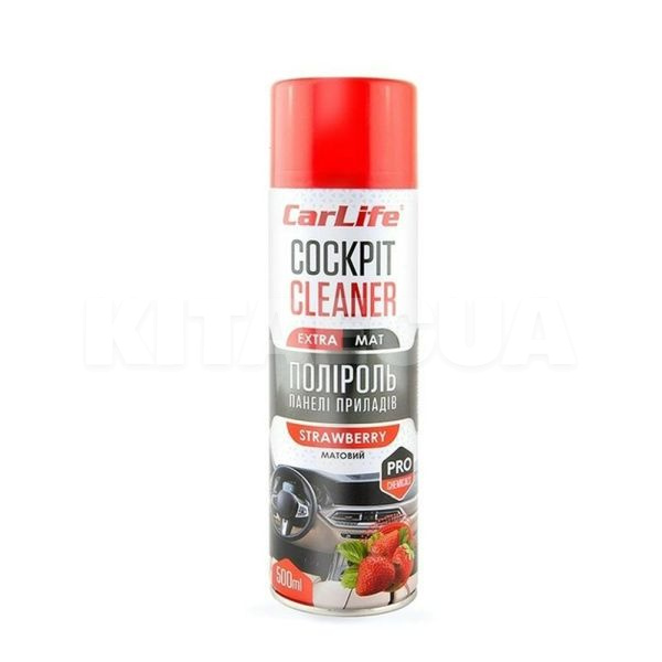 Поліроль для пластику "полуниця" 500мл cockpit cleaner extra mat CARLIFE (CF523)