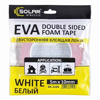 Двостороння клейка стрічка 5 м х 10 мм біла Solar