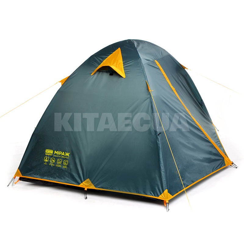 Палатка туристическая 210x150x120 см 2-местная с тамбуром зеленая Мираж СИЛА (960971)