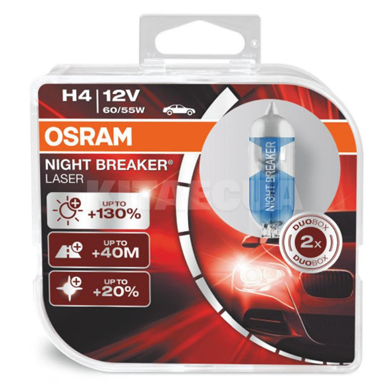 Галогенные лампы H4 60/55W 12V Night Breaker Laser +130% комплект Osram (OSR64193NBL) - 2