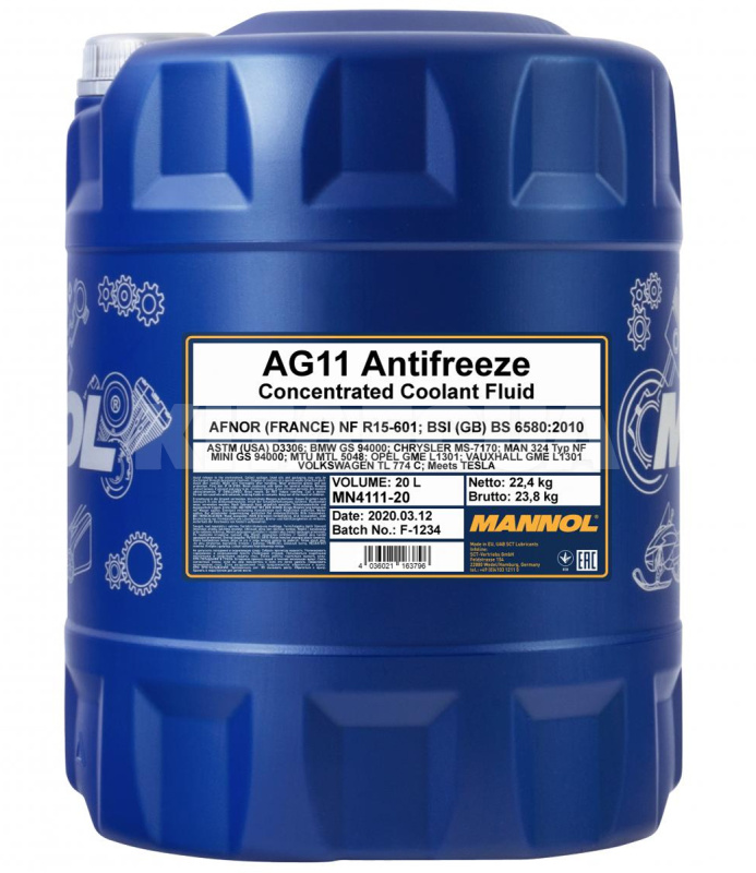 Антифриз-концентрат синий 20л AG11 -70°C Longterm Mannol (MN4111-20)