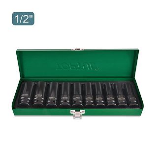 Набор головок ударных длинных 10-24мм 1/2" 10 предметов TOPTUL