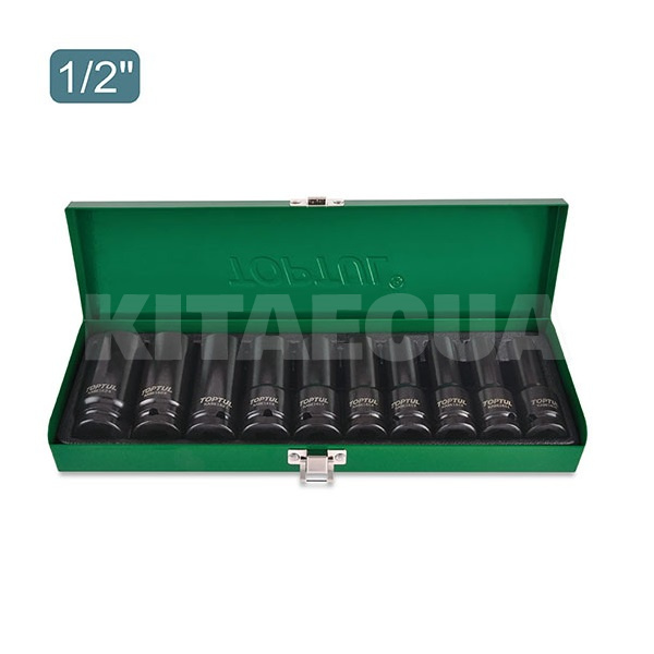 Набор головок ударных длинных 10-24мм 1/2" 10 предметов TOPTUL (GDAD1002)